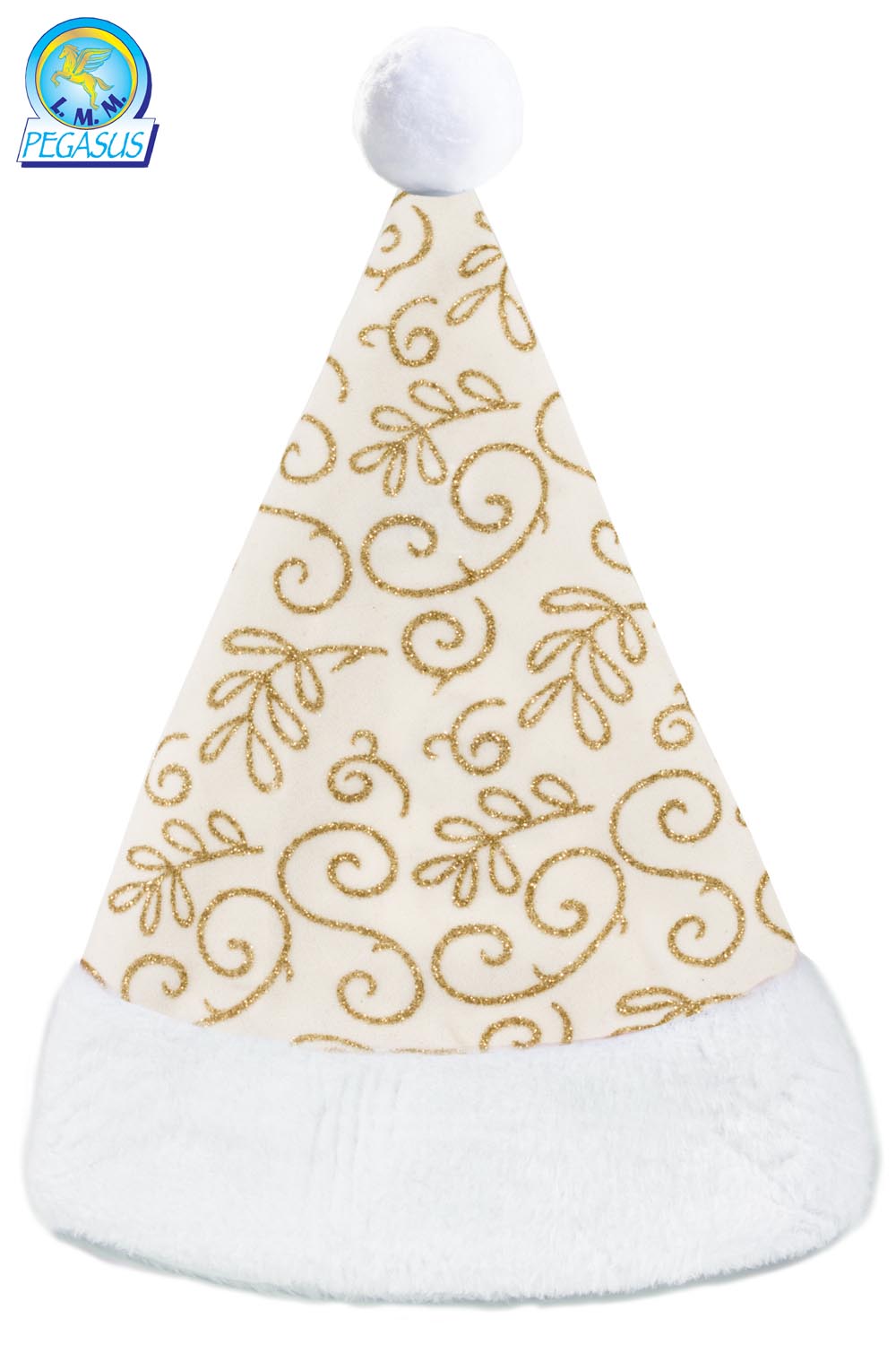 CAPPELLO BABBO NATALE VELLUTO STAMPATO PANNA